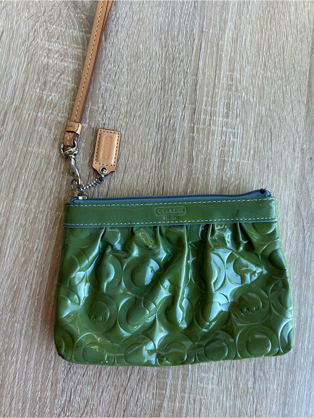 Coach Green Patent Wristlet Wallet